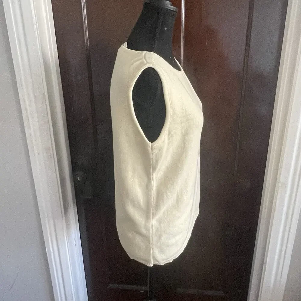 NWT Cherokee Womens Cream Vanilla LARGE Knit Sweater Vest 100% Cotton Vintage - Picture 12 of 15